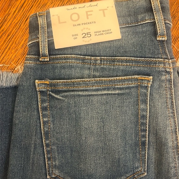 NWT size 0P 25 Loft Slim Pockets High Wist Flare Crop Fringe - Picture 3 of 6